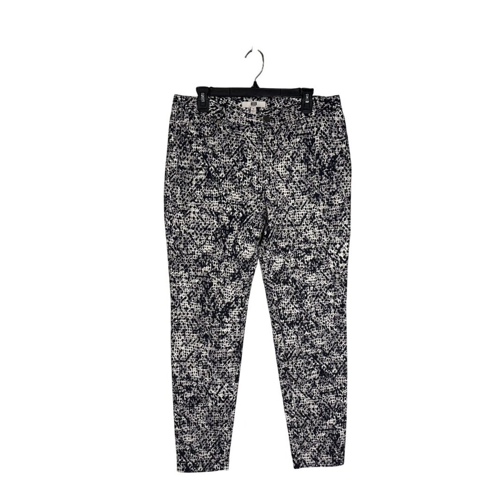 Etcetera Ornamental Black, Gray & White Patterned Skinny Pants Size 12